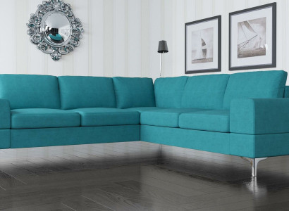 Couch Corner sofa Textile Living room Design Modern L-shape Turquoise Furniture Luxury Sofas